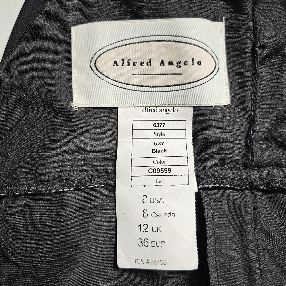 Alfred Angelo Sz 8 Black Satin Formal Evening Party Cocktail Elegant Maxi Dress - Picture 11 of 13